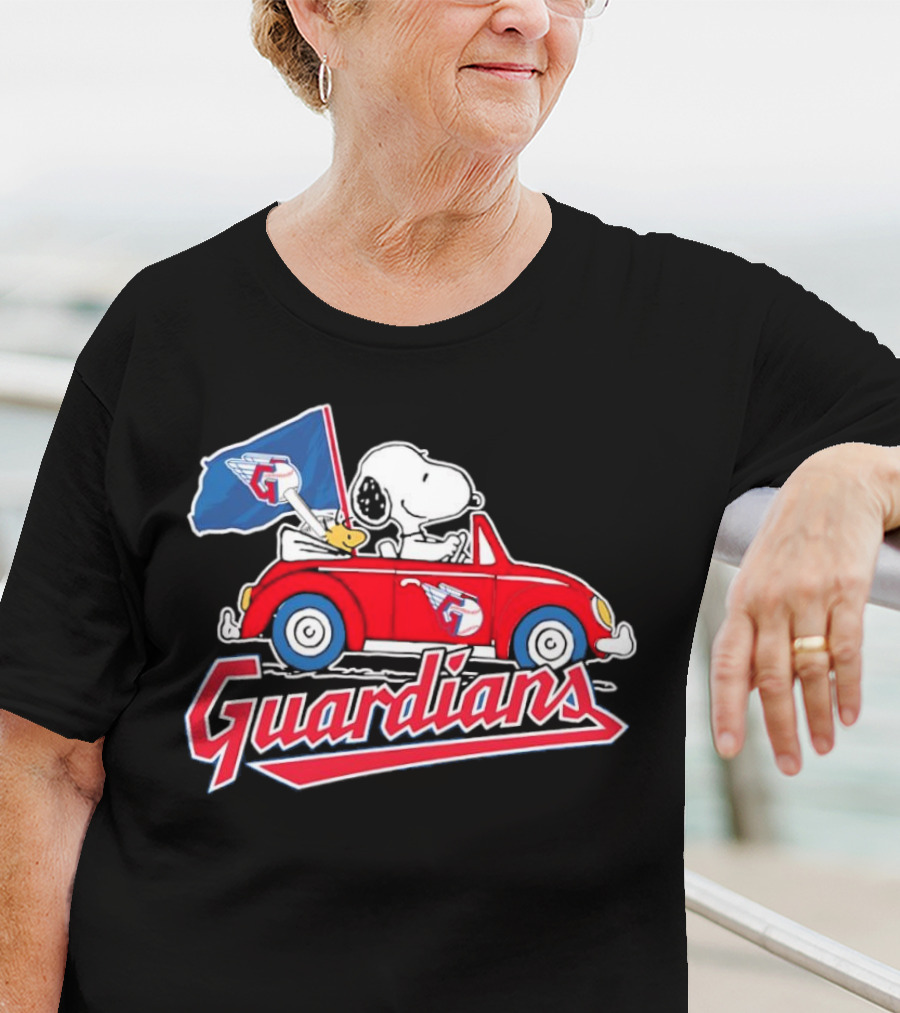 Snoopy And Woodstock Driving Guardians Car Cleveland Guardians T-Shirt