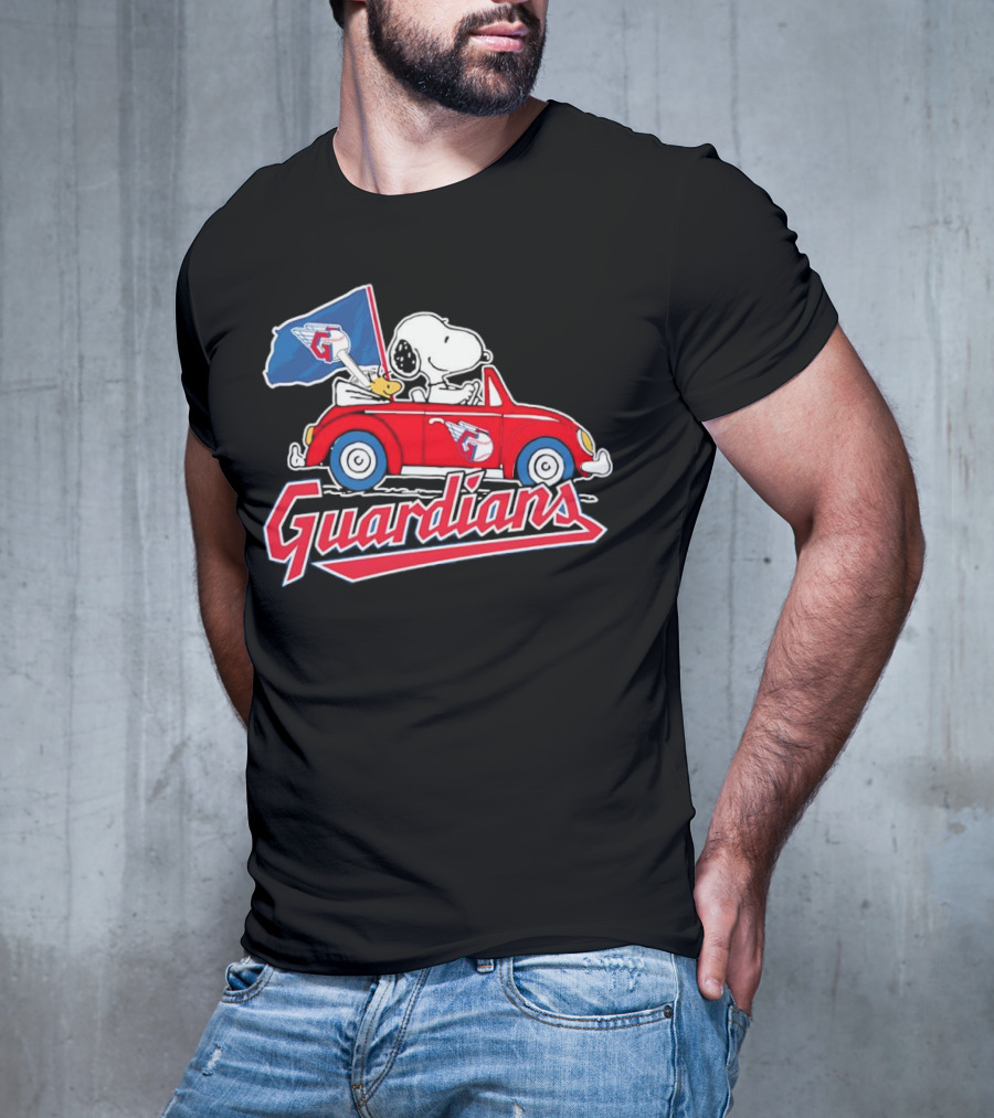 Snoopy And Woodstock Driving Guardians Car Cleveland Guardians T-Shirt