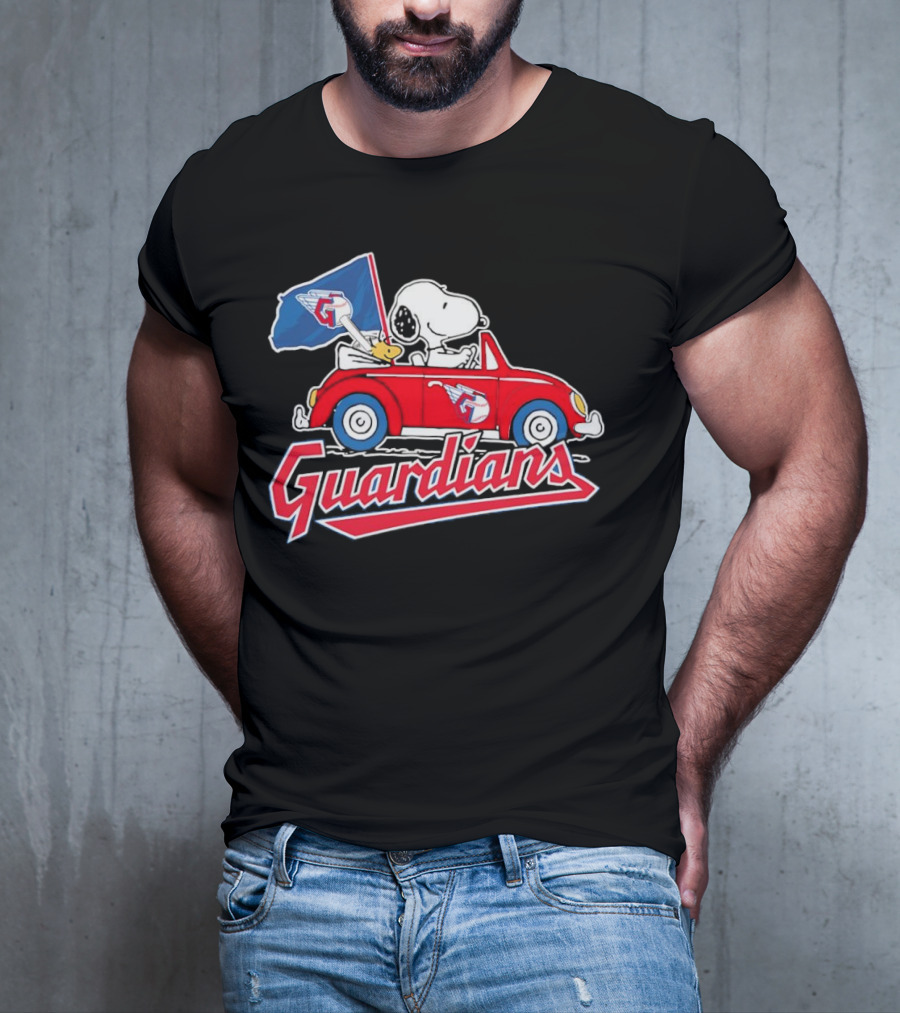 Snoopy And Woodstock Driving Guardians Car Cleveland Guardians T-Shirt