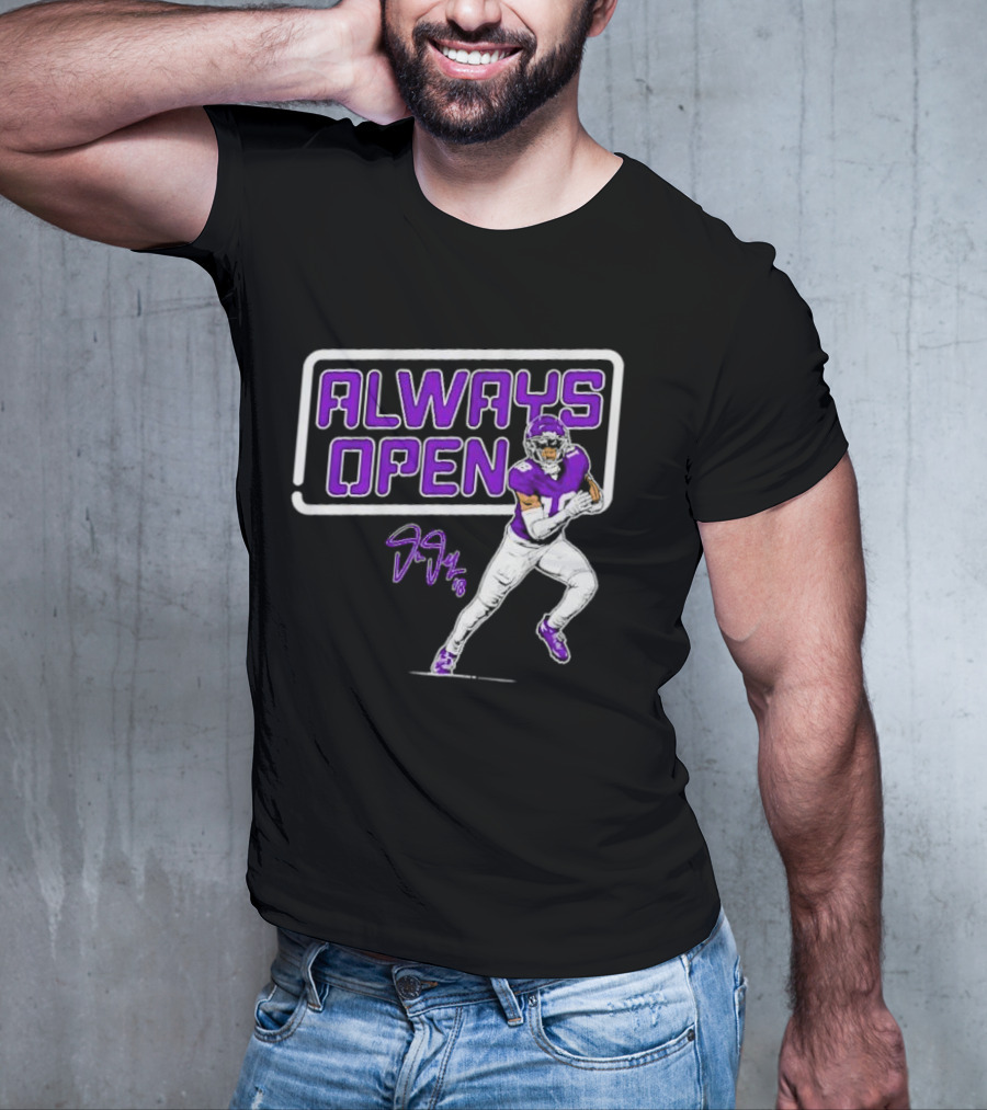 Always Open Justin Jefferson Minnesota Vikings 18 Signature T-Shirt