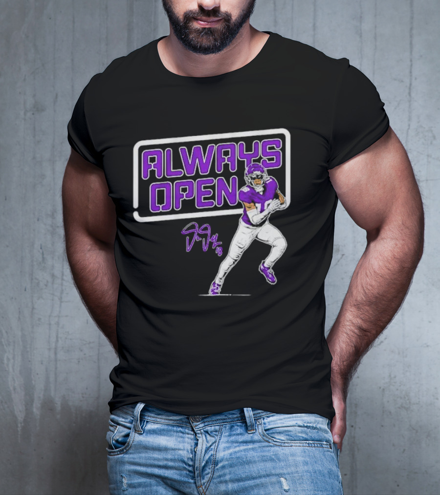 Always Open Justin Jefferson Minnesota Vikings 18 Signature T-Shirt