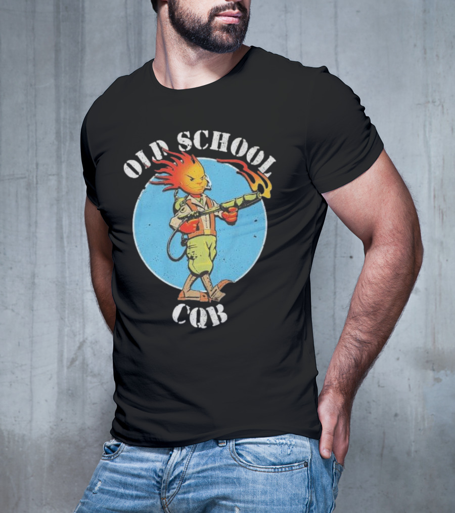 Old School CQB Flamethrower Cartoon Character T-Shirt