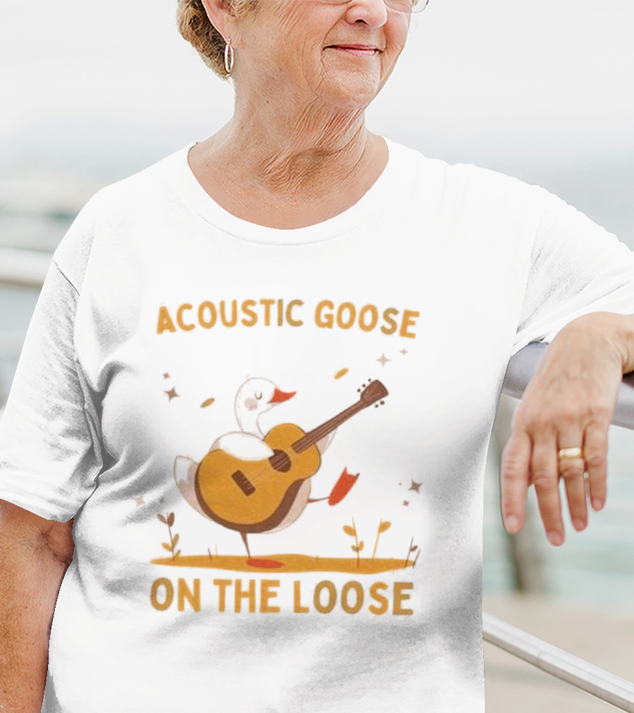 Acoustic Goose On The Loose Silly Meme Goose Playing Guitar T-Shirt