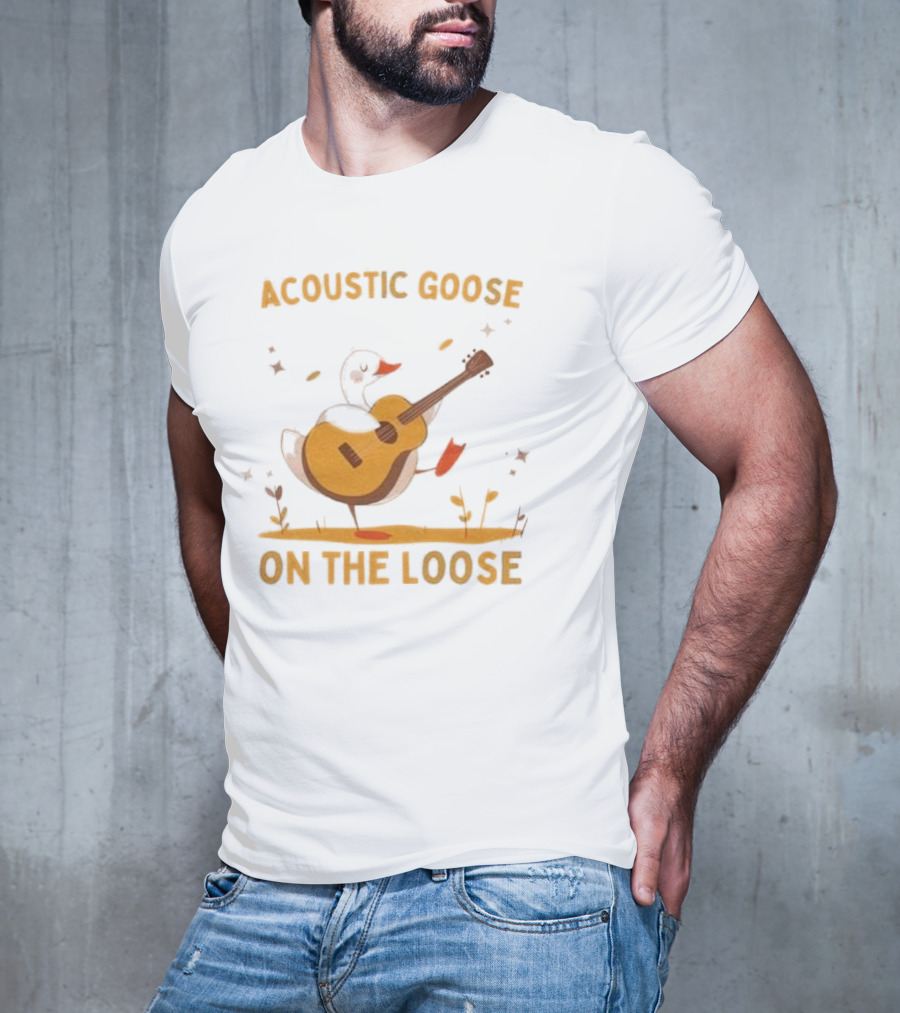 Acoustic Goose On The Loose Silly Meme Goose Playing Guitar T-Shirt