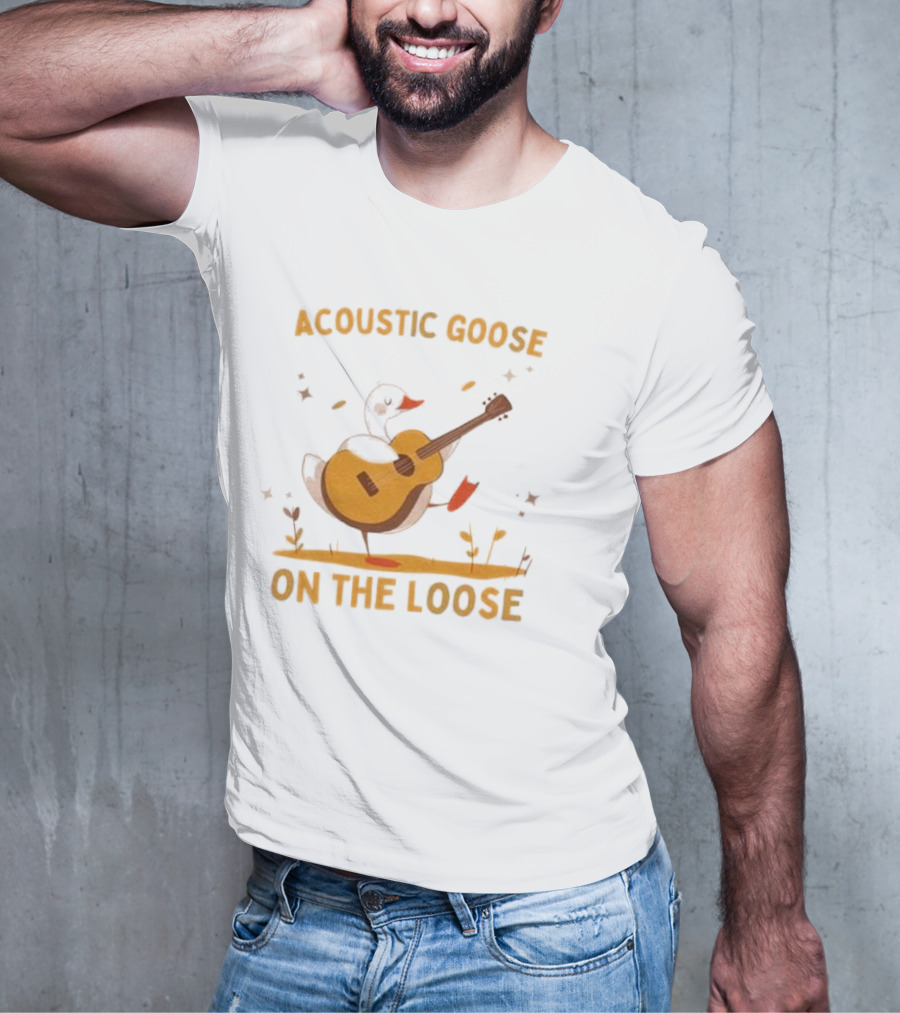 Acoustic Goose On The Loose Silly Meme Goose Playing Guitar T-Shirt