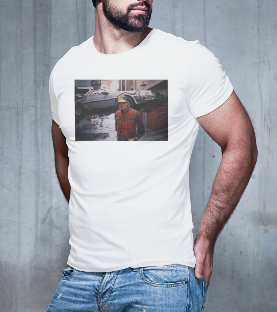 Back To The Future Marty McFly Michael J. Fox DeLorean Iconic Scene T-Shirt