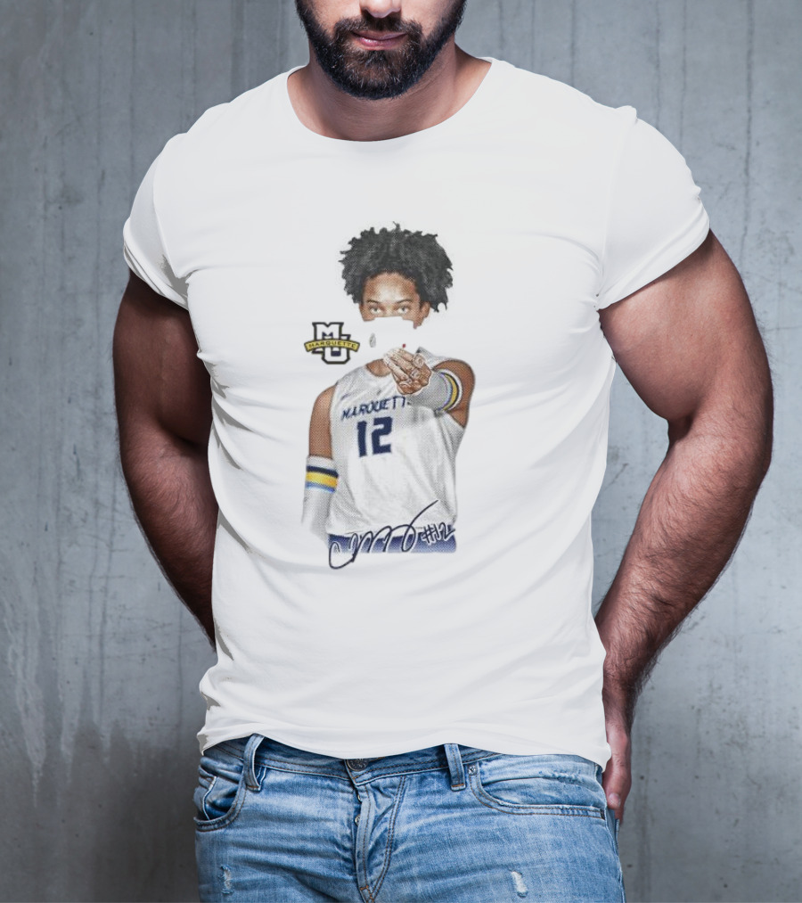 Carsen Murray Marquette Golden Eagles #12 Signature Cartoon MU T-Shirt