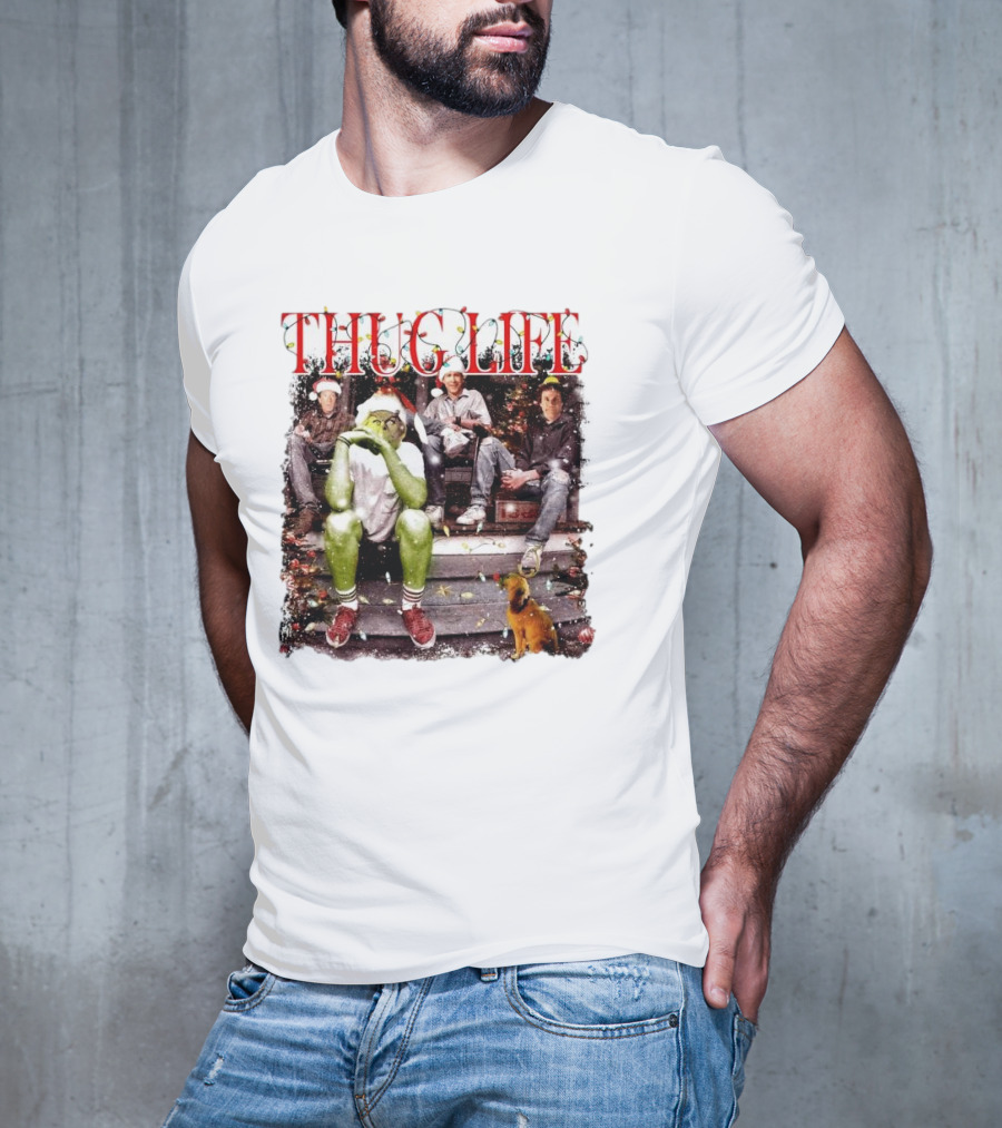 Thug Life Grinch Friends Christmas Dog Scene T-Shirt