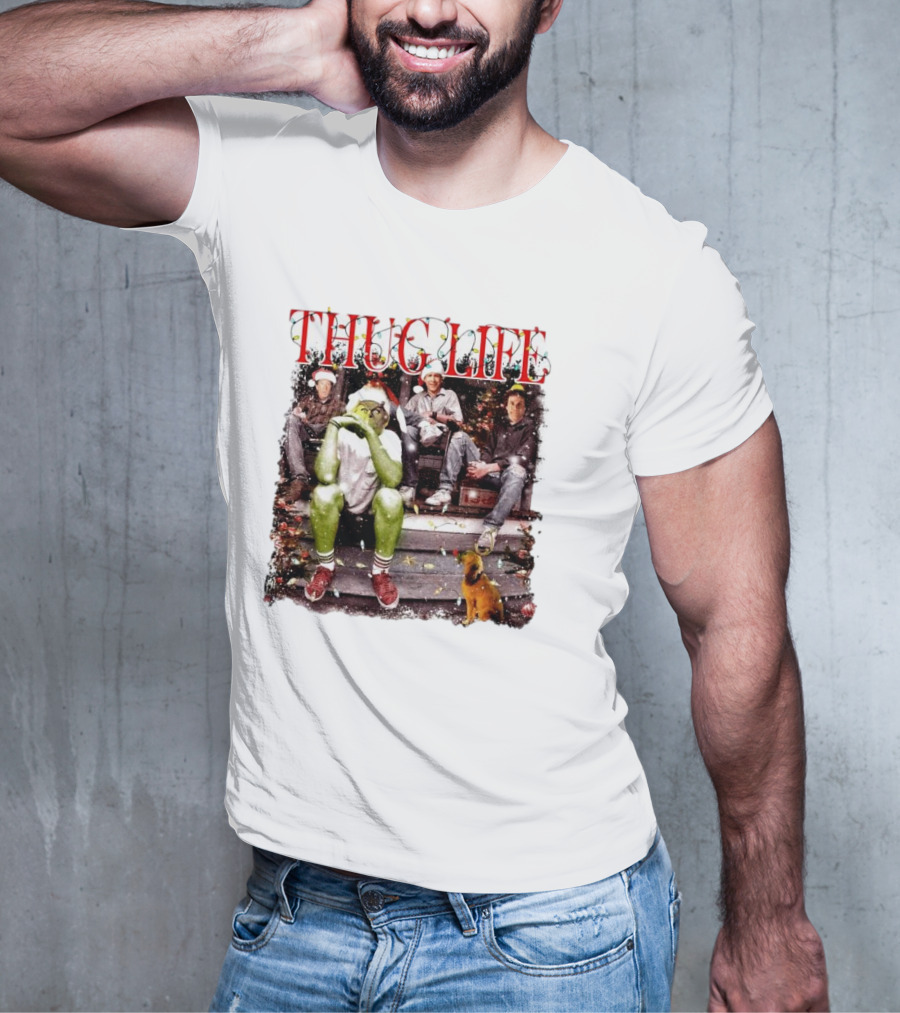 Thug Life Grinch Friends Christmas Dog Scene T-Shirt