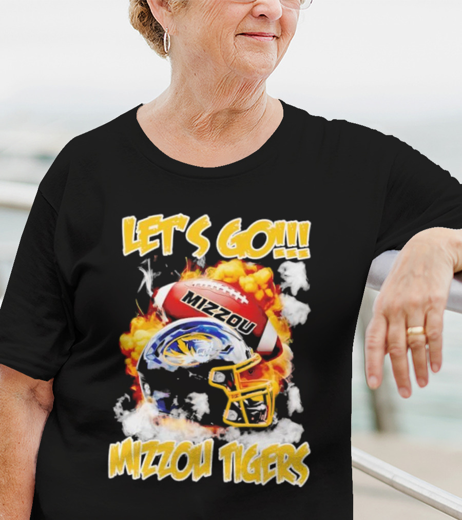 LET'S GO MIZZOU TIGERS FOOTBALL HELMET FIREBALL T-Shirt