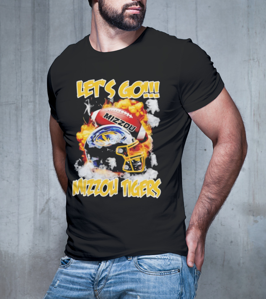 LET'S GO MIZZOU TIGERS FOOTBALL HELMET FIREBALL T-Shirt