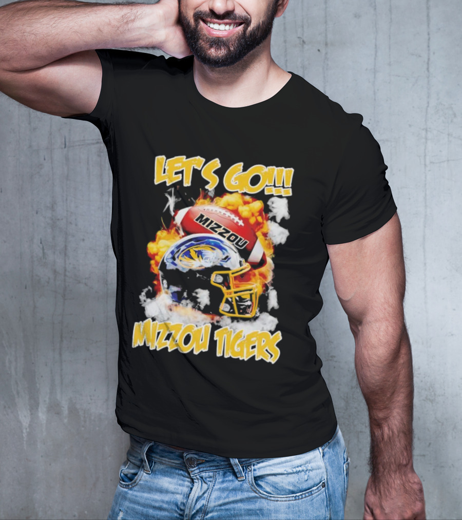 LET'S GO MIZZOU TIGERS FOOTBALL HELMET FIREBALL T-Shirt