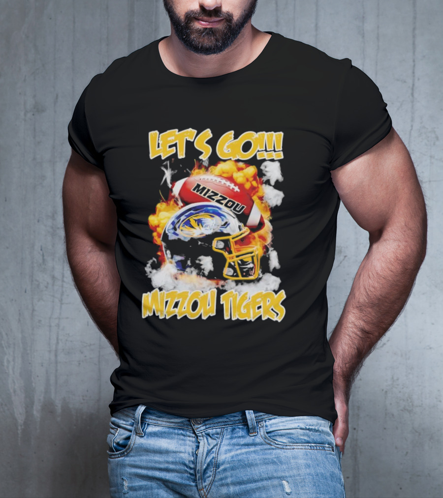 LET'S GO MIZZOU TIGERS FOOTBALL HELMET FIREBALL T-Shirt