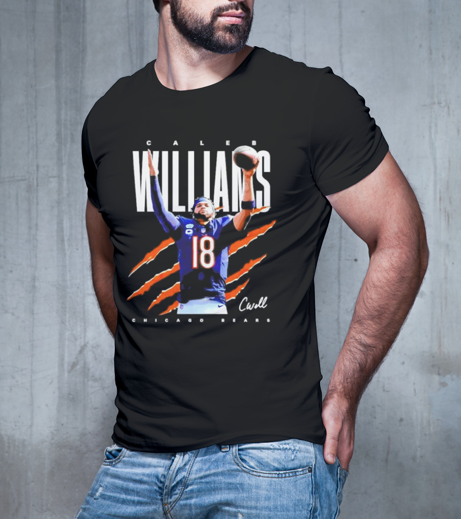Caleb Williams Chicago Bears Number 18 Football CWell Signature T-Shirt