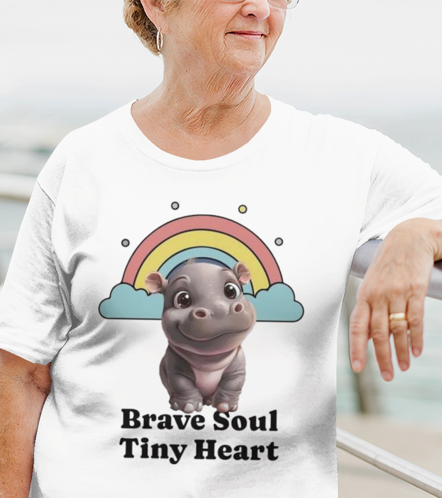 Brave Soul Tiny Heart Hippo With Rainbow T-Shirt