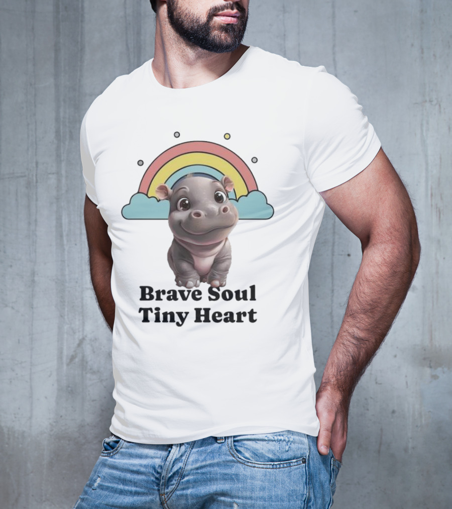 Brave Soul Tiny Heart Hippo With Rainbow T-Shirt