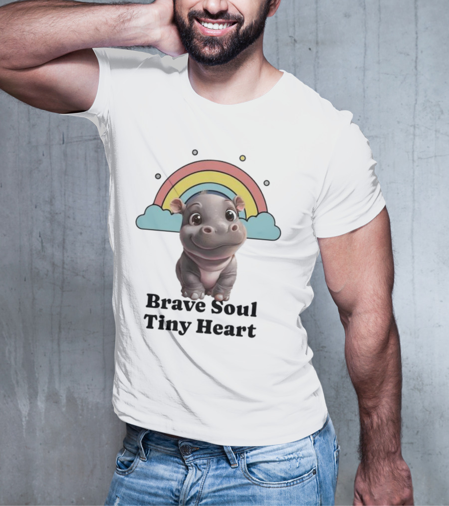 Brave Soul Tiny Heart Hippo With Rainbow T-Shirt