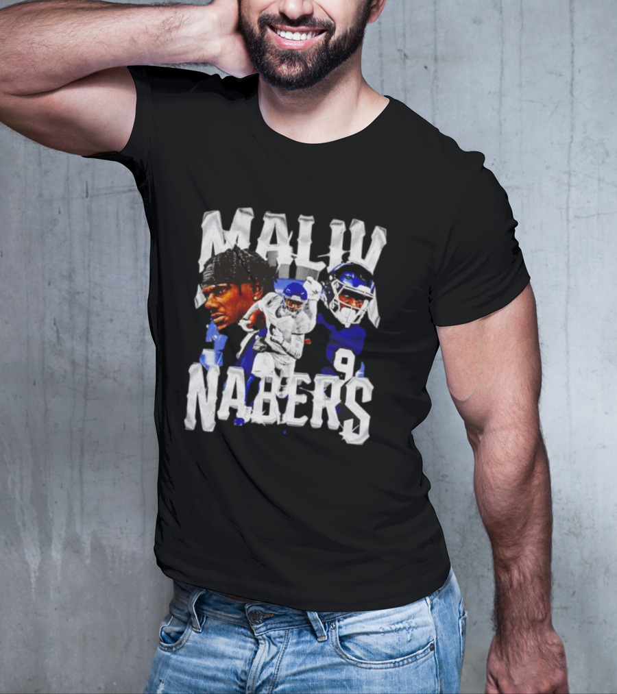 Malik Nabers New York Giants Football Player Collage T-Shirt