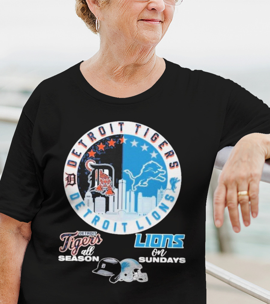 Detroit Tigers Detroit Lions All Season On Sundays T-Shirt