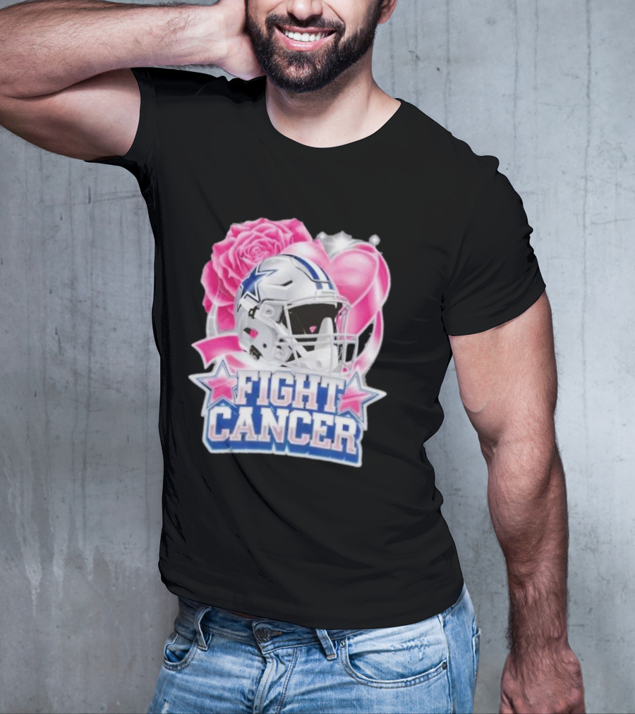 Dallas Cowboys Fight Breast Cancer Awareness Rose Pink Heart Helmet T-Shirt