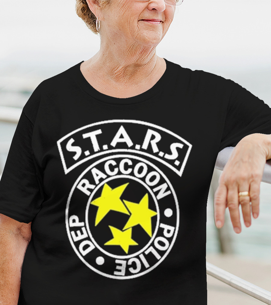 S.T.A.R.S. Raccoon Police Department Logo With Yellow Stars T-Shirt