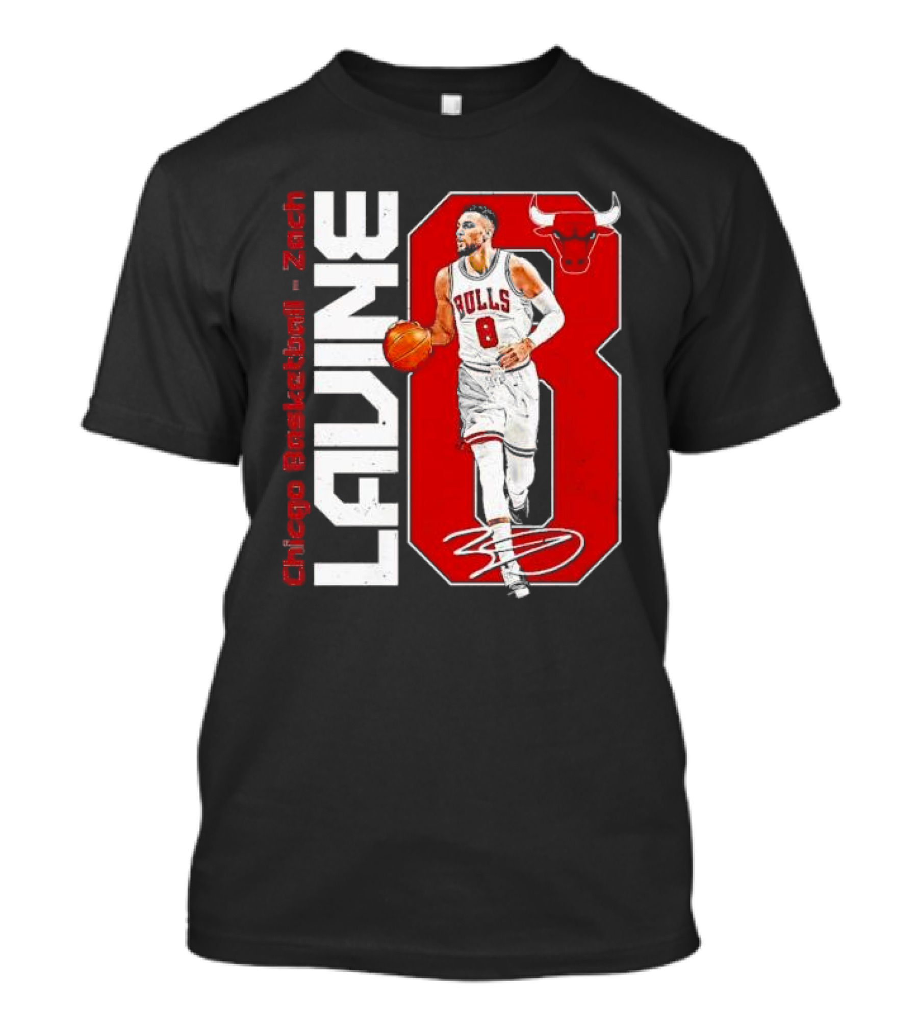 Zach Lavine Chicago Basketball Bulls Number 8 Signature T-Shirt