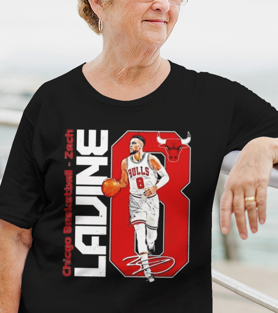 Zach Lavine Chicago Basketball Bulls Number 8 Signature T-Shirt