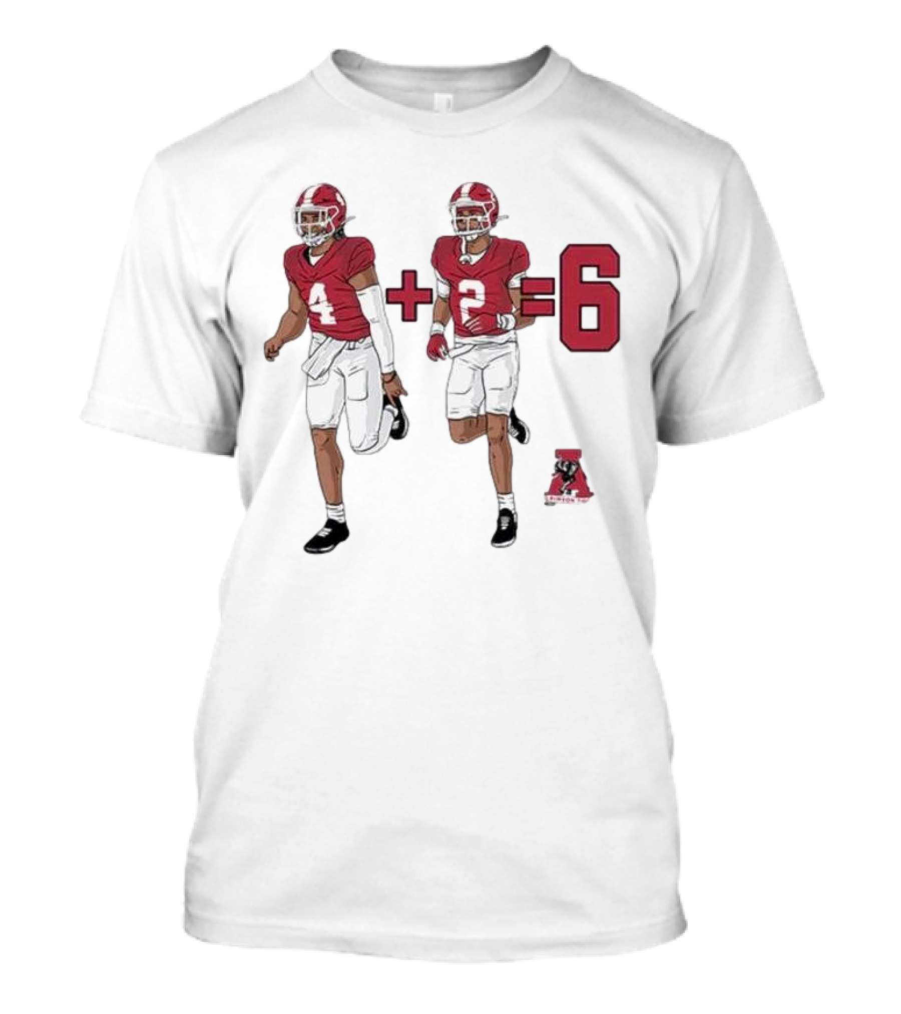 Alabama Crimson Tide Ryan Williams Jalen Milroe 4 + 2 = 6 Cartoon Football Players T-Shirt