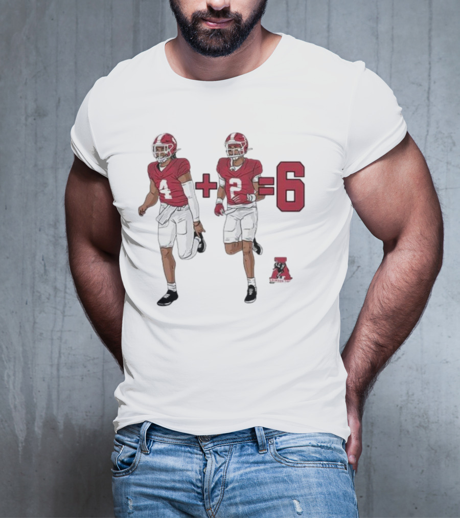 Alabama Crimson Tide Ryan Williams Jalen Milroe 4 + 2 = 6 Cartoon Football Players T-Shirt