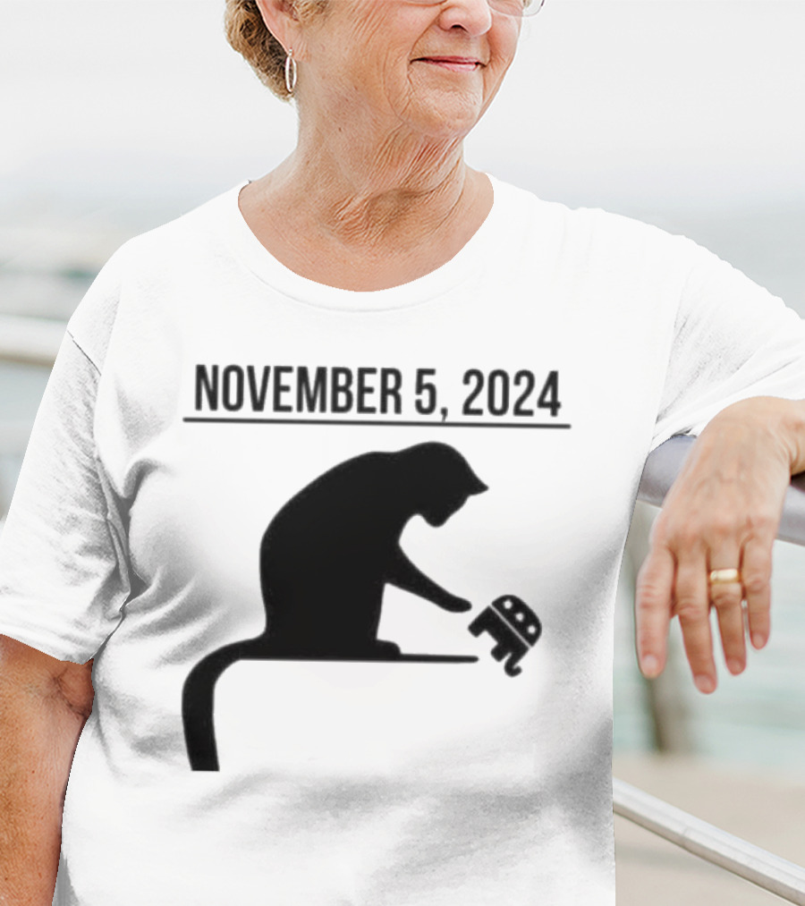 Cat Lady Knocking Republican Elephant November 5 T-Shirt