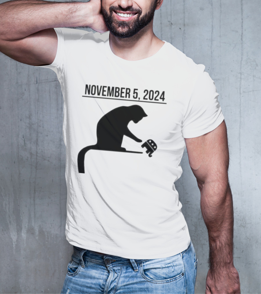 Cat Lady Knocking Republican Elephant November 5 T-Shirt