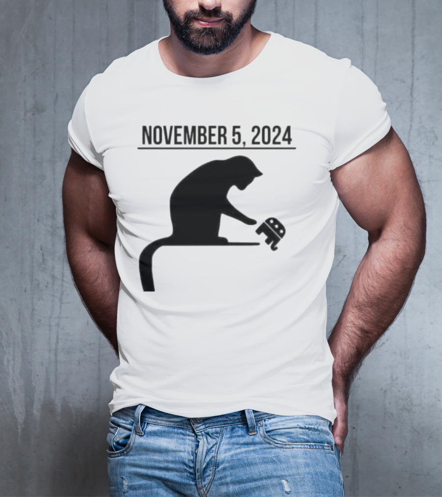 Cat Lady Knocking Republican Elephant November 5 T-Shirt