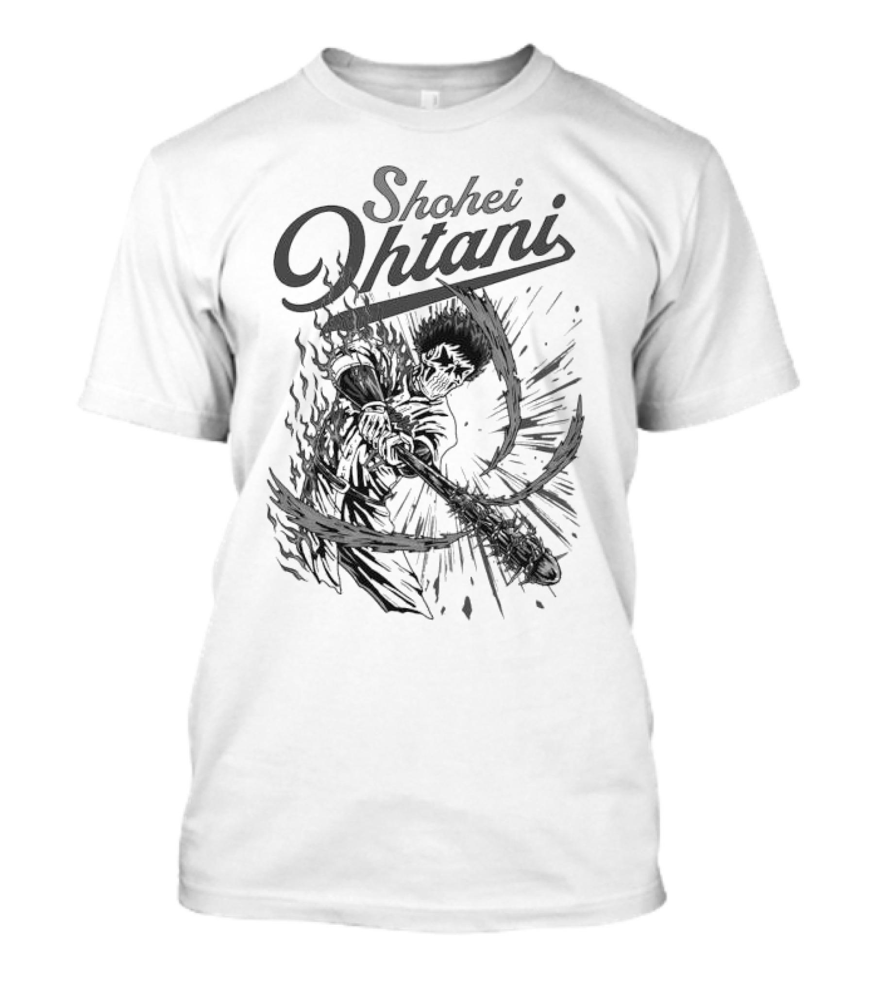 Shohei Ohtani Skeleton Manga Black And White Dynamic Action T-Shirt