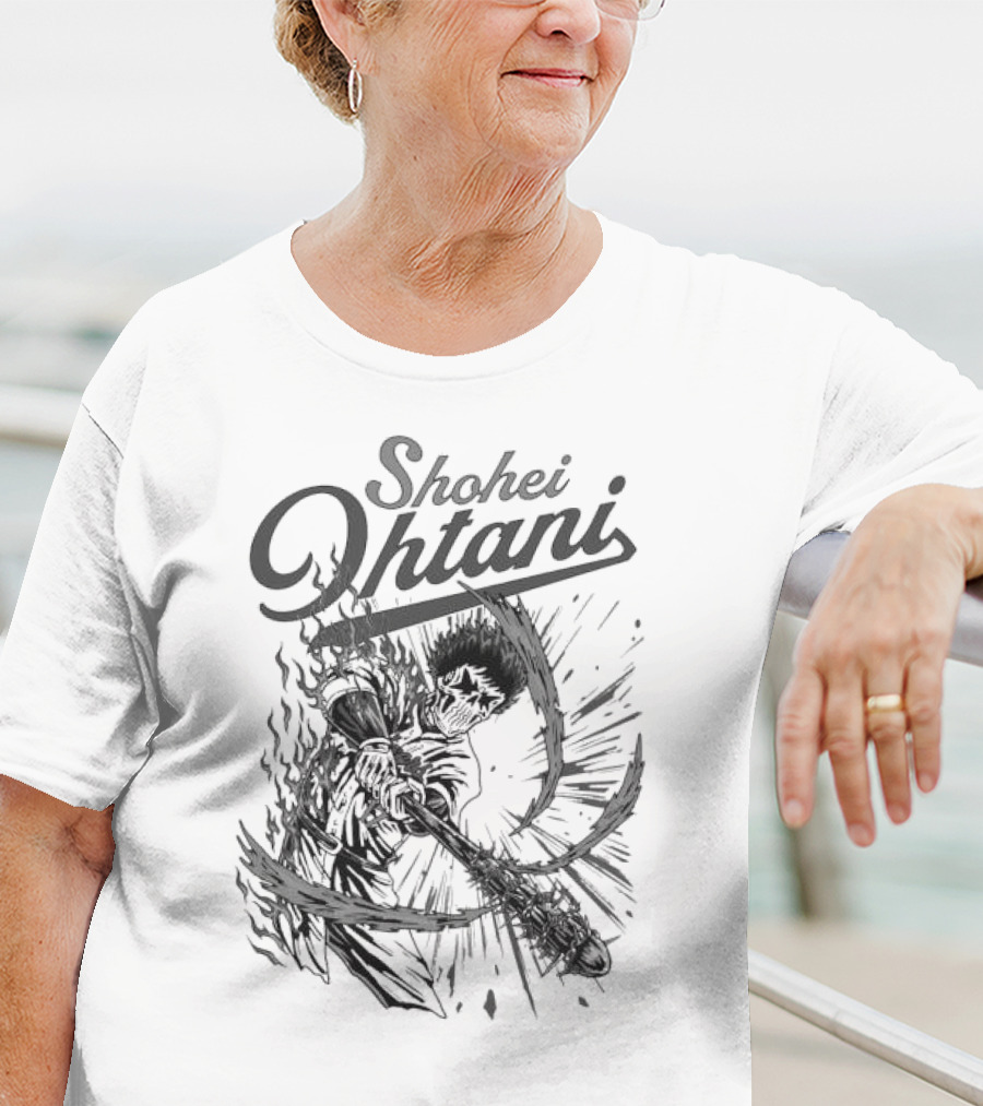 Shohei Ohtani Skeleton Manga Black And White Dynamic Action T-Shirt
