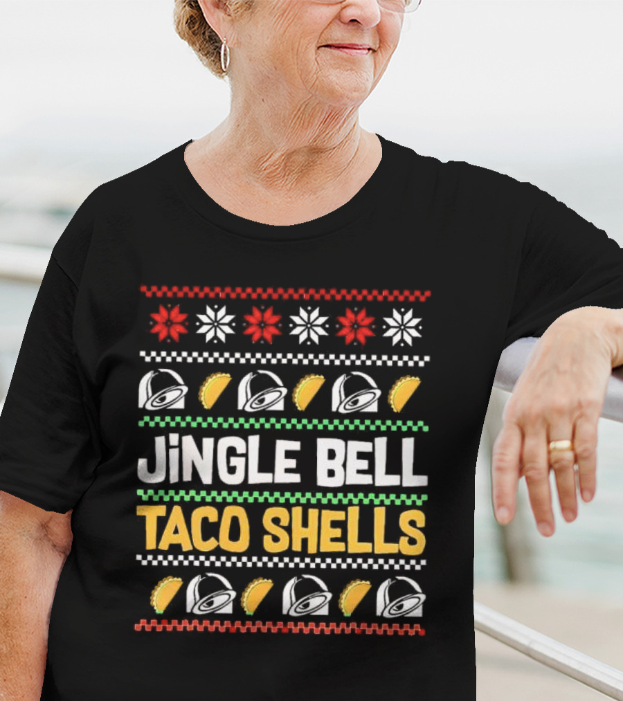 Jingle Bell Taco Shells Christmas Snowflakes Festive Tacos T-Shirt