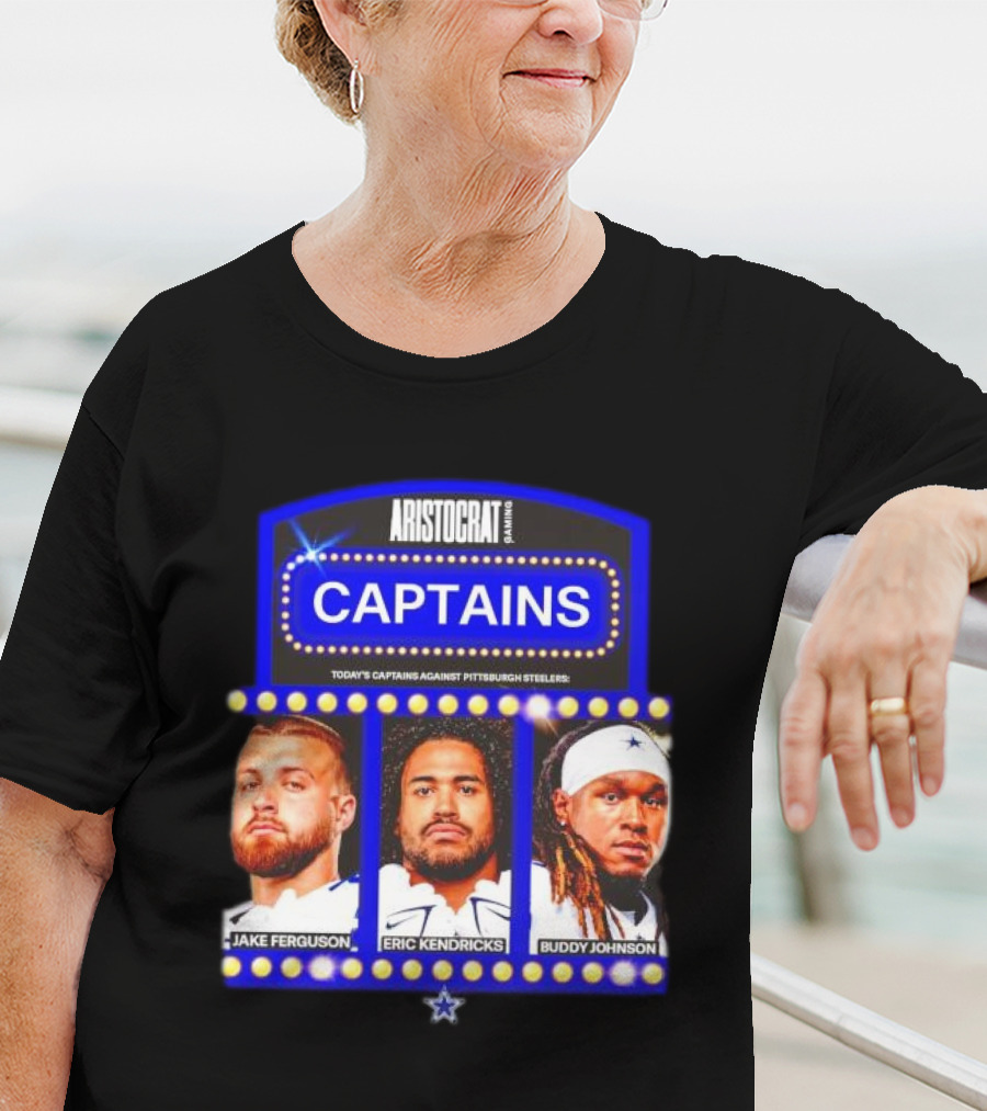 ARISTOCRAT CAPTAINS Dallas Cowboys Jake Ferguson Eric Kendricks Buddy Johnson Against Pittsburgh Steelers T-Shirt
