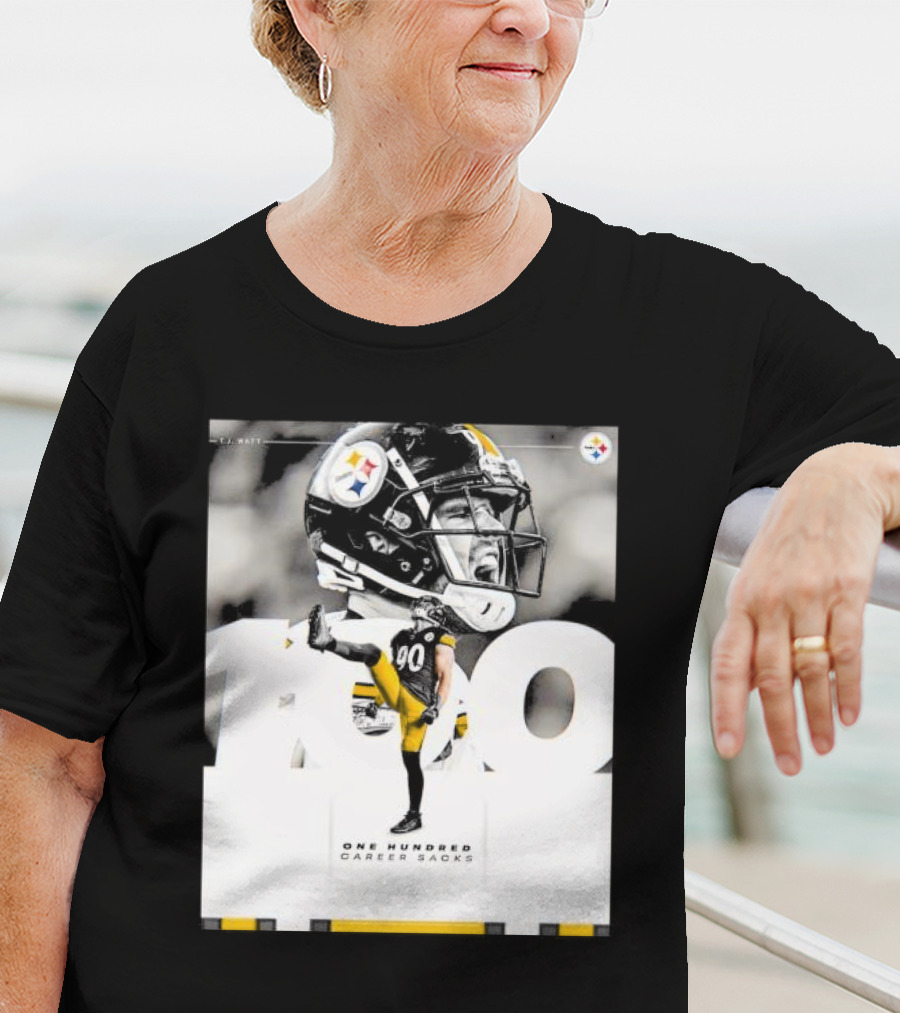 TJ Watt Pittsburgh Steelers 100 Career Sacks Signature T-Shirt