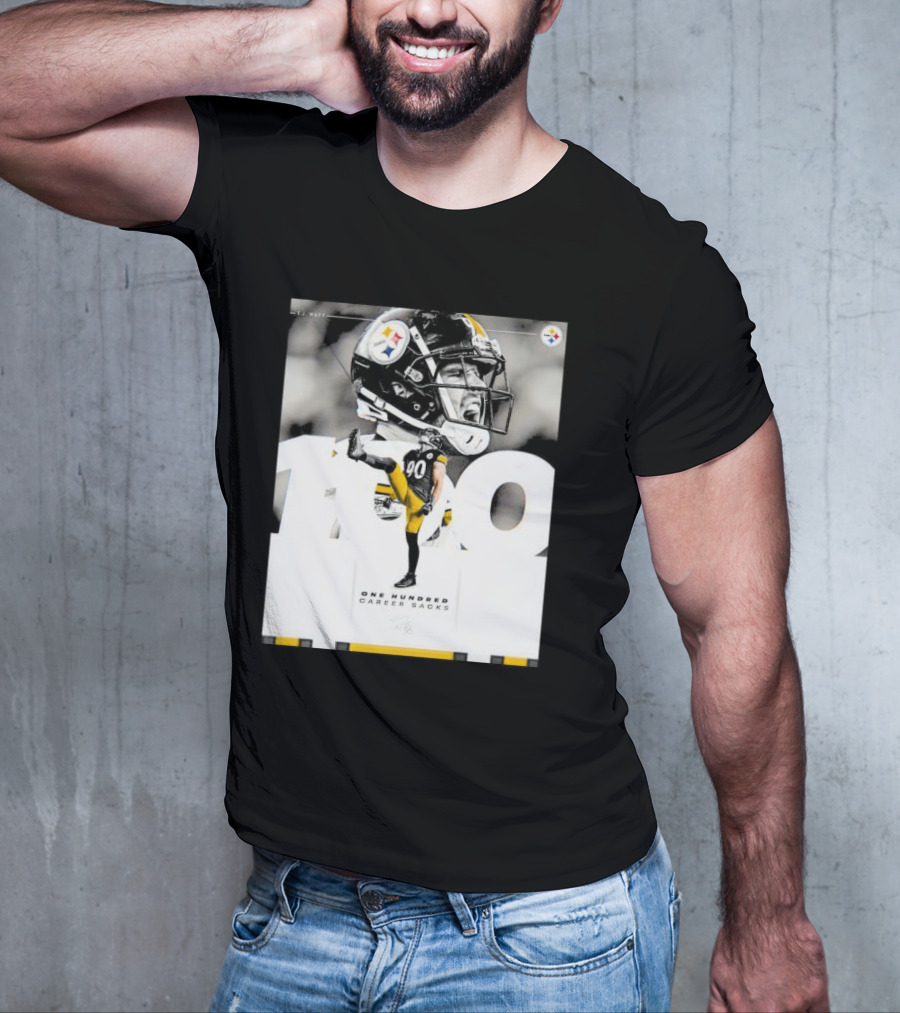 TJ Watt Pittsburgh Steelers 100 Career Sacks Signature T-Shirt