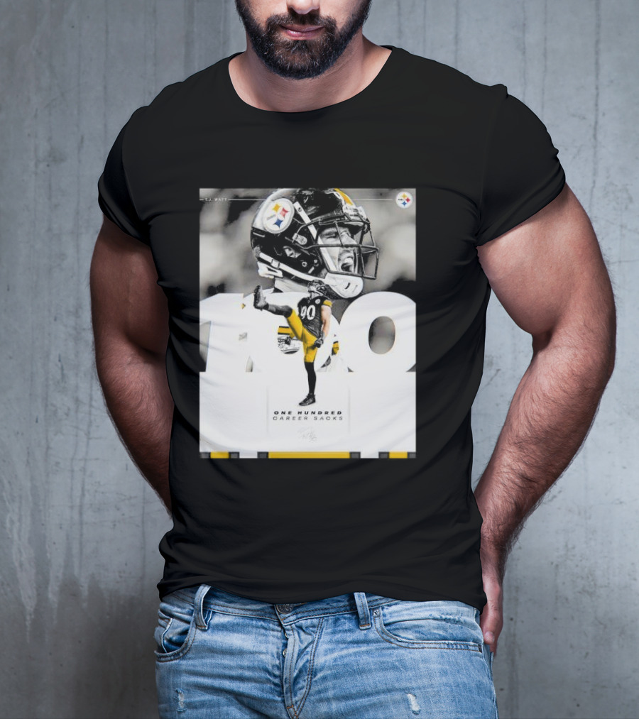 TJ Watt Pittsburgh Steelers 100 Career Sacks Signature T-Shirt