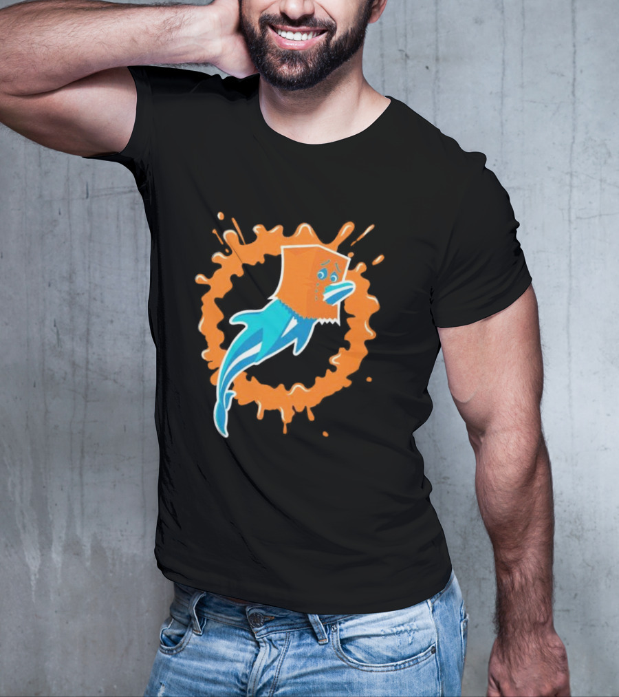 Paper Bag Dolphin Miami Dolphins Fan Humor NFL Sports Team T-Shirt