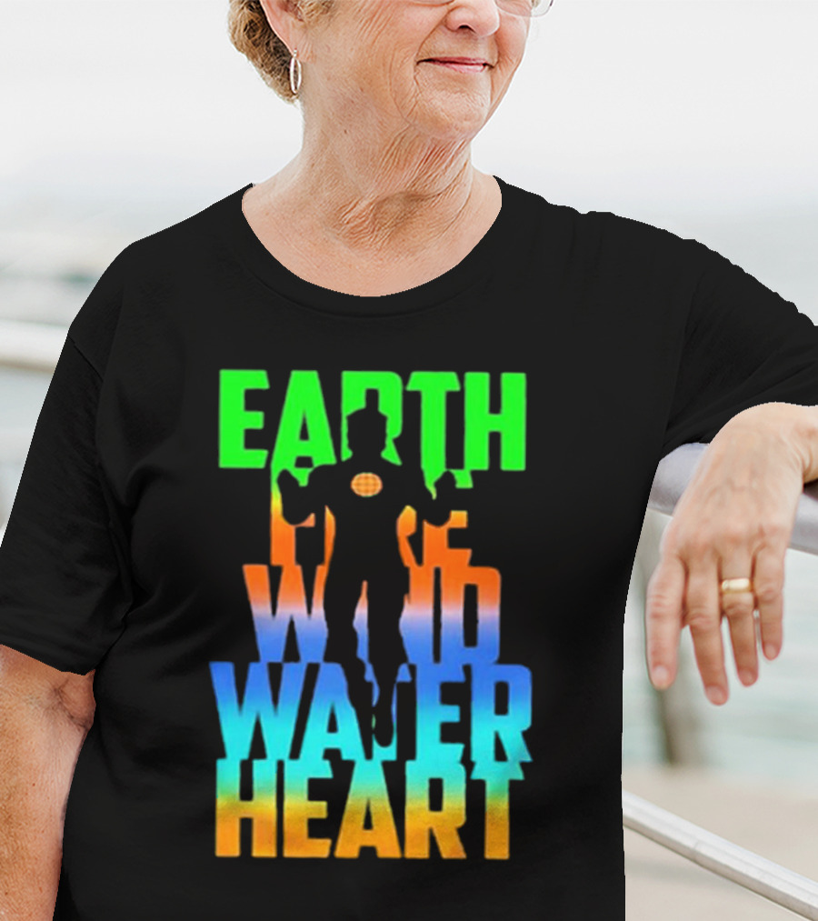 Earth Fire Wind Water Heart Captain Planet T-Shirt