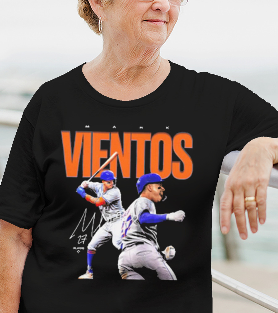 Mark Vientos New York Mets MLB 27 Signature Baseball Action T-Shirt