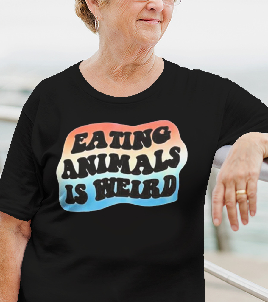 Eating Animals Is Weird Retro Hippie Style Bold Psychedelic Text T-Shirt