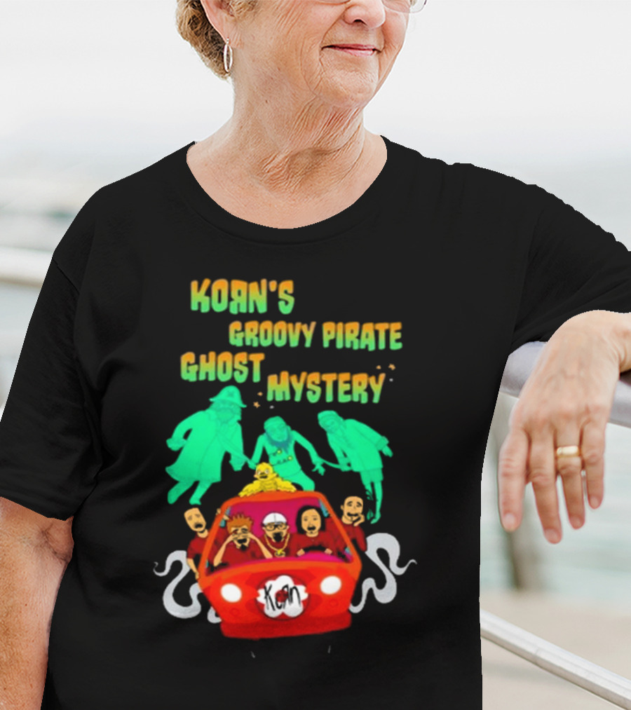 Korn Groovy Pirate Ghost Mystery Band In Red Van With Creepy Specters T-Shirt