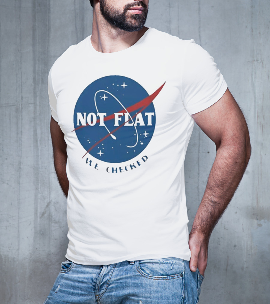 Not Flat We Checked Space Exploration Emblem T-Shirt