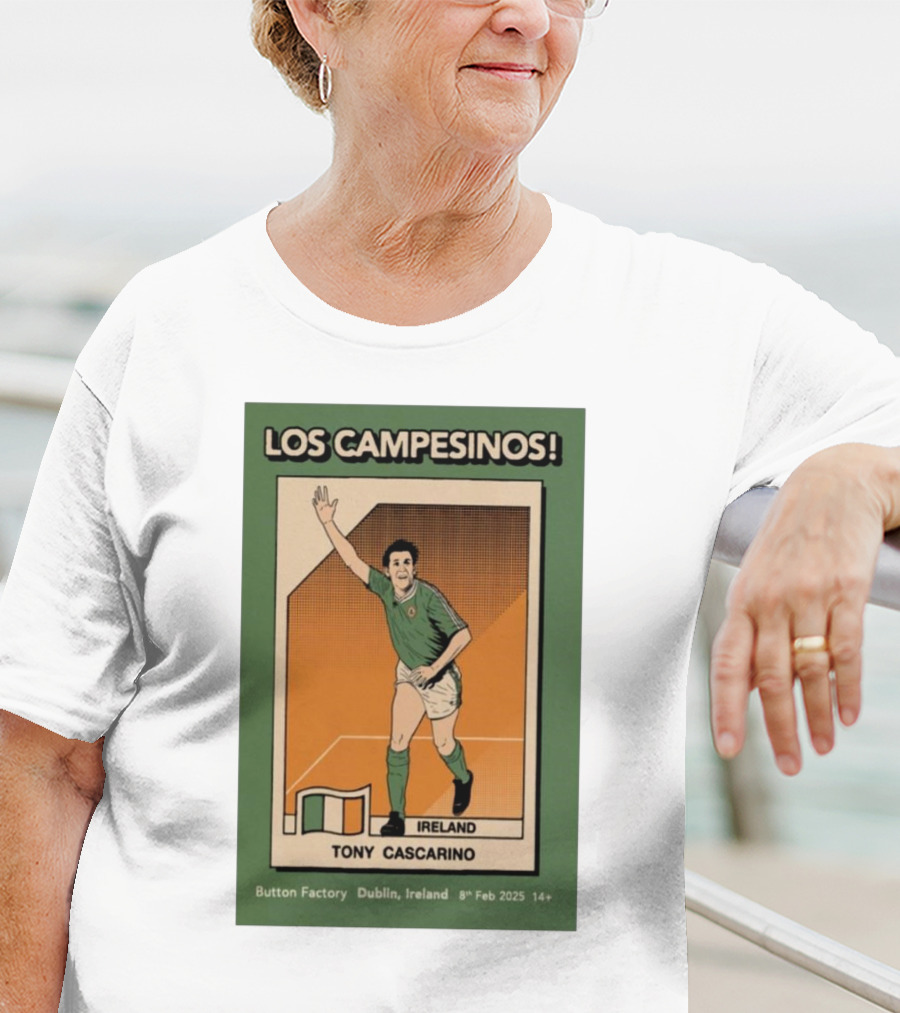 Los Campesinos Dublin Show Featuring Ireland Tony Cascarino Card At Button Factory February 8 2025 T-Shirt