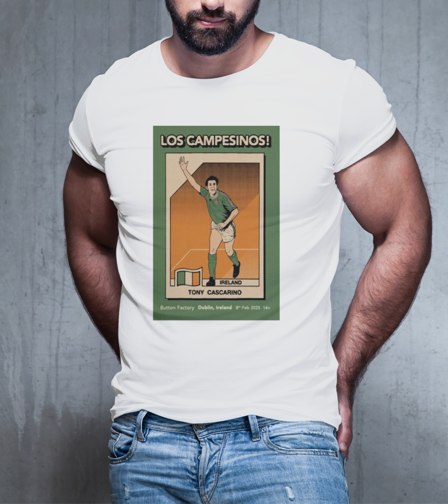 Los Campesinos Dublin Show Featuring Ireland Tony Cascarino Card At Button Factory February 8 2025 T-Shirt