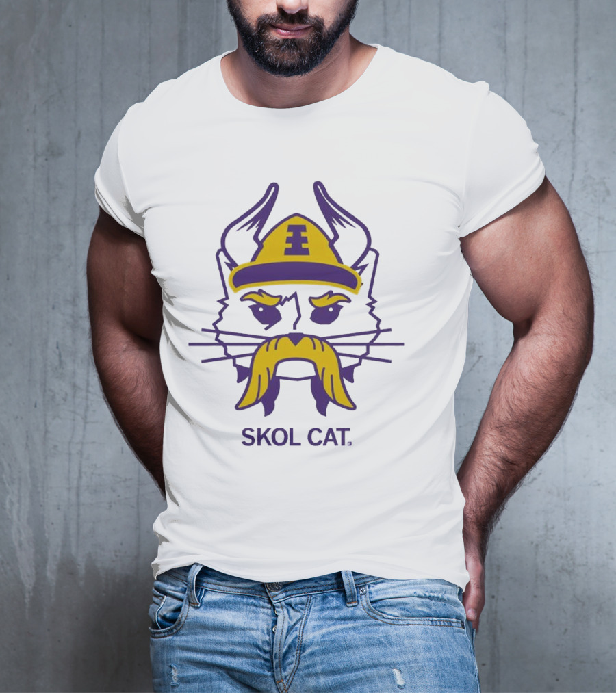 Skol Cat Viking Helmet Mustache Sports Enthusiast T-Shirt