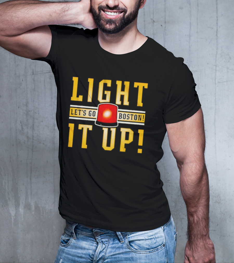 Light It Up Let's Go Boston Hockey Alarm Light T-Shirt