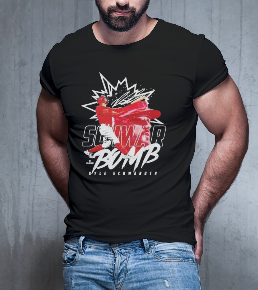 Schwar Bomb Kyle Schwarber Philadelphia Phillies Signature Iconic Baseball Explosion T-Shirt